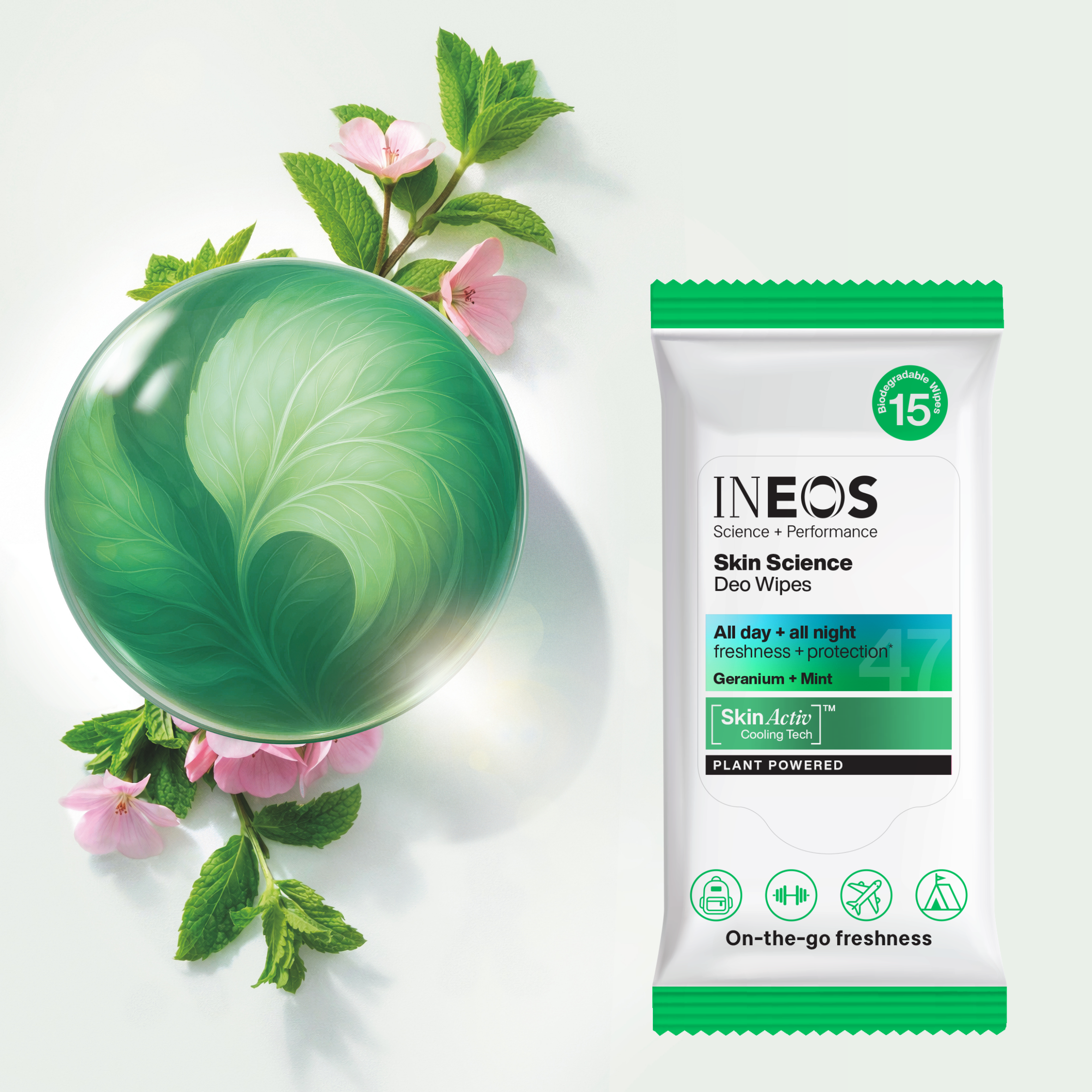 Skin Science Mint + Geranium Deodorant Wipes