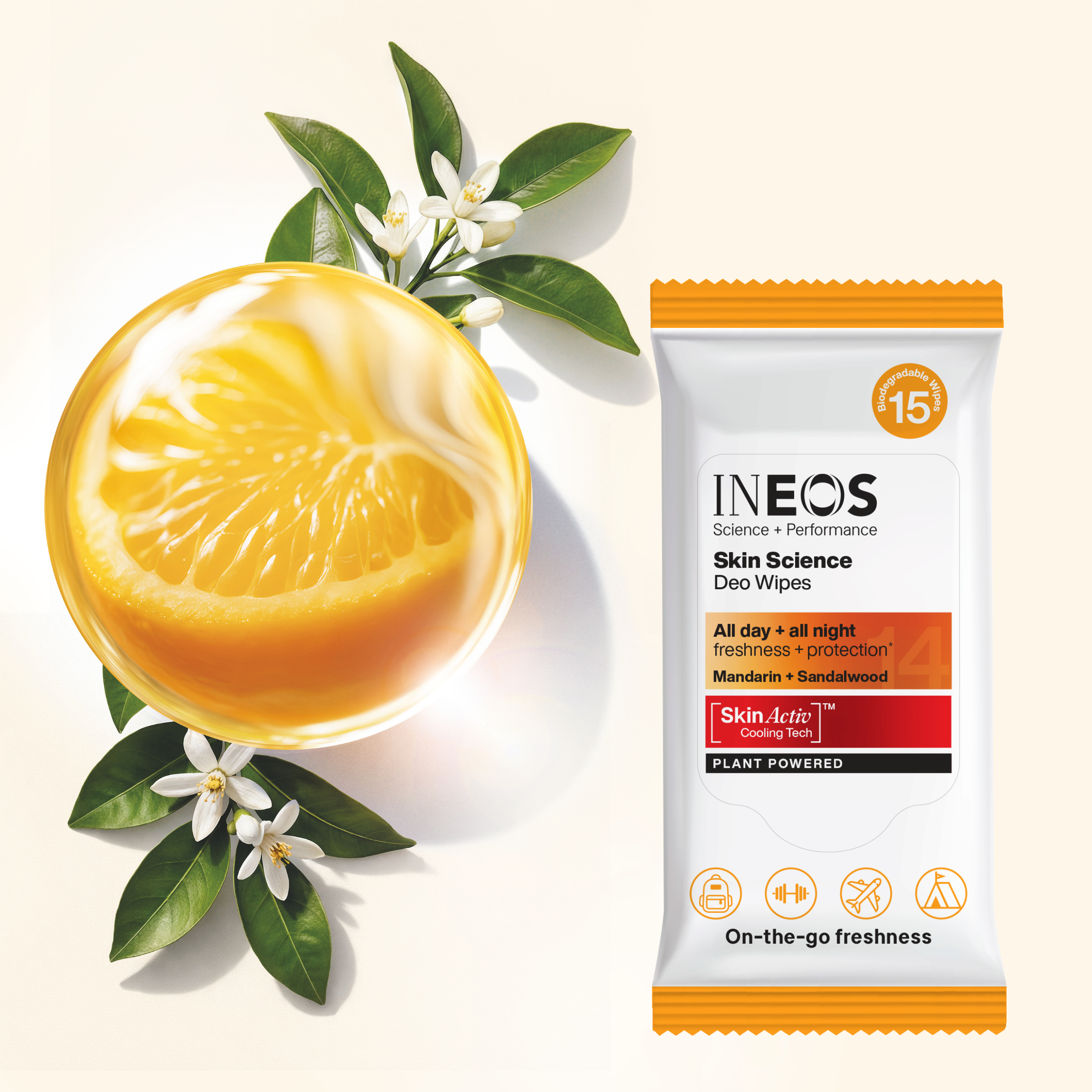 Skin Science Mandarin + Sandalwood Deodorant Wipes